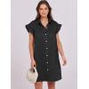 imageANRABESS Womens Summer Button Down Shirt Dress Ruffle Short Sleeve Mini Dresses Loose Fit Casual Sundress with PocketsBlack