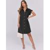 imageANRABESS Womens Summer Button Down Shirt Dress Ruffle Short Sleeve Mini Dresses Loose Fit Casual Sundress with PocketsBlack