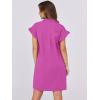 imageANRABESS Womens Summer Button Down Shirt Dress Ruffle Short Sleeve Mini Dresses Loose Fit Casual Sundress with PocketsHot Pink