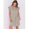 imageANRABESS Womens Summer Button Down Shirt Dress Ruffle Short Sleeve Mini Dresses Loose Fit Casual Sundress with PocketsKhaki