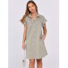 imageANRABESS Womens Summer Button Down Shirt Dress Ruffle Short Sleeve Mini Dresses Loose Fit Casual Sundress with PocketsKhaki