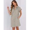 imageANRABESS Womens Summer Button Down Shirt Dress Ruffle Short Sleeve Mini Dresses Loose Fit Casual Sundress with PocketsKhaki