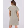 imageANRABESS Womens Summer Button Down Shirt Dress Ruffle Short Sleeve Mini Dresses Loose Fit Casual Sundress with PocketsKhaki