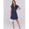 imageANRABESS Womens Summer Button Down Shirt Dress Ruffle Short Sleeve Mini Dresses Loose Fit Casual Sundress with PocketsNavy Blue