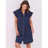 imageANRABESS Womens Summer Button Down Shirt Dress Ruffle Short Sleeve Mini Dresses Loose Fit Casual Sundress with PocketsNavy Blue