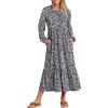 imageANRABESS Long Sleeve Midi Dresses for Women Casual 2025 Fall Crewneck A Line Tiered Flowy Loose Trendy Dresses with PocketsFloral Blue Purple
