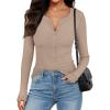 imageANRABESS Long Sleeve Shirts for Women Henley Button Down Tops Ribbed Knit Slim Fit Fall Basic Tee 2025 Casual Trendy ClothesLight Khaki