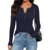 imageANRABESS Long Sleeve Shirts for Women Henley Button Down Tops Ribbed Knit Slim Fit Fall Basic Tee 2025 Casual Trendy ClothesNavy Blue