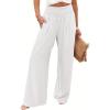 imageANRABESS Women Palazzo Pants Summer Flowy Wide Leg High Waist Lounge Trousers with Pockets 2025 Casual Beach Vacation OutfitsWhite