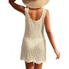 imageANRABESS Women Swimsuit Cover Ups Summer Sleeveless Beach Crochet Swimwear Bathing Suit Knit Swim Dress 2025 Vacation OutfitsBeige