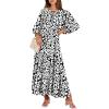 imageANRABESS Womens Boho Maxi Dresses 2025 Summer V Neck Puff Sleeve Floral Flowy Swing Fall Casual Long DressLeopard Print