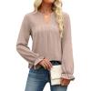 imageANRABESS Womens Dressy Casual Blouses V Neck Long Sleeve 2025 Fall Loose Fit Tunic Tops Pleated T Shirts Trendy OutfitsApricot