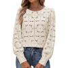 imageANRABESS Womens Eyelet Long Sleeve Tops Business Casual Blouses Crochet Lace Shirts 2025 Fall Fashion OutfitsParchment