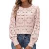 imageANRABESS Womens Eyelet Long Sleeve Tops Business Casual Blouses Crochet Lace Shirts 2025 Fall Fashion OutfitsPink