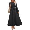 imageANRABESS Womens Long Sleeve Dress 2025 Fall Casual Empire Waist ALine Flowy Maxi Dresses with Pockets Vacation OutfitsBlack