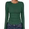 imageANRABESS Womens Long Sleeve Shirts Crewneck Ribbed Knitted Slim Fitted Tops Basic Tee 2025 Fall Outfits Dressy Casual BlouseDeep Green