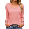 imageANRABESS Womens Long Sleeve Tops Lace Dressy Casual Blouses 2025 Fall Tunic Shirts Trendy V Neck TShirts Work Travel OutfitsCoral