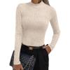 imageANRABESS Womens Long Sleeve Tops Mock Neck Ribbed Knit Slim Fit Pleated Basic T Shirts Lightweight Sweater Going Out ClothesBeige