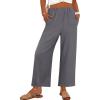 imageANRABESS Womens Pants Wide Leg Elastic Waist Casual Cropped Palazzo Pants 2025 Beach Vacation Summer Trousers with PocketDark Gray
