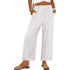 imageANRABESS Womens Pants Wide Leg Elastic Waist Casual Cropped Palazzo Pants 2025 Beach Vacation Summer Trousers with PocketWhite