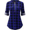 imageANRABESS Womens Plaid Shirts 34 Length Sleeve Half Zip Business Casual Tops Office Work Blouses 2025 Fall OutfitsBlue Plaid