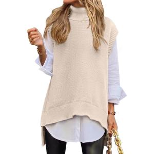 imageANRABESS Sweater Vest Women Turtleneck Sleeveless Loose Fit Pullover Knit Spilt Tank Tops 2025 Casual Trendy Fall OutfitsParchment