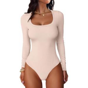 imageANRABESS Women Scoop Neck Bodysuits Long Sleeve Tops 2025 Fall Slim Fit Ribbed Knit Sexy Soft Basic Shirts Fashion OutfitsBeige