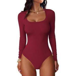 imageANRABESS Women Scoop Neck Bodysuits Long Sleeve Tops 2025 Fall Slim Fit Ribbed Knit Sexy Soft Basic Shirts Fashion OutfitsWine Red