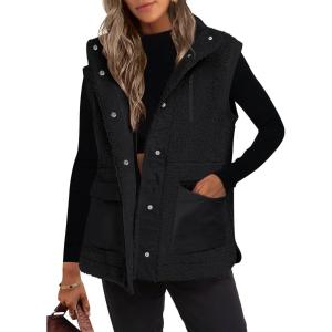 imageANRABESS Womens Fleece Vest Loose Warm Button Down Fall Fuzzy Sherpa Jackets Fuzzy Vest With Pockets Winter OuterwearBlack