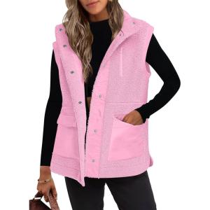 imageANRABESS Womens Fleece Vest Loose Warm Button Down Fall Fuzzy Sherpa Jackets Fuzzy Vest With Pockets Winter OuterwearPink