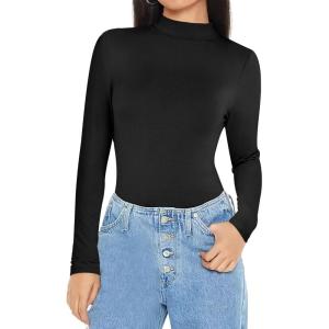 imageANRABESS Womens Long Sleeve Mock Neck Tops Slim Fitted Basic Layer Office Work Shirts 2025 Fall Outfits Y2K ClothesBlack