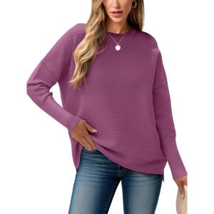 imageANRABESS Womens Oversized Batwing Long Sleeve Ribbed Knit Sweaters 2025 Fall OutfitsDeep Purple