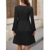 imageANRABESS Dresses for Women Long Sleeve Fall Casual V Neck Floral Boho Flowy Swing Mini Dress 2025 Travel Vacation OutfitsBlack