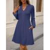 imageANRABESS Dresses for Women Long Sleeve Fall Casual V Neck Floral Boho Flowy Swing Mini Dress 2025 Travel Vacation OutfitsNavy Blue