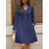 imageANRABESS Dresses for Women Long Sleeve Fall Casual V Neck Floral Boho Flowy Swing Mini Dress 2025 Travel Vacation OutfitsNavy Blue