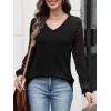 imageANRABESS Lace Long Sleeve Tops for Women 2025 Fall Business Casual V Neck Shirts Work Office Trendy Blouses Fashion OutfitsBlack