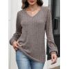 imageANRABESS Lace Long Sleeve Tops for Women 2025 Fall Business Casual V Neck Shirts Work Office Trendy Blouses Fashion OutfitsCool Ash Brown