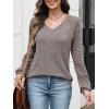 imageANRABESS Lace Long Sleeve Tops for Women 2025 Fall Business Casual V Neck Shirts Work Office Trendy Blouses Fashion OutfitsCool Ash Brown