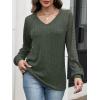 imageANRABESS Lace Long Sleeve Tops for Women 2025 Fall Business Casual V Neck Shirts Work Office Trendy Blouses Fashion OutfitsDeep Green