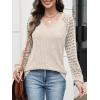 imageANRABESS Lace Long Sleeve Tops for Women 2025 Fall Business Casual V Neck Shirts Work Office Trendy Blouses Fashion OutfitsLight Khaki