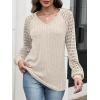 imageANRABESS Lace Long Sleeve Tops for Women 2025 Fall Business Casual V Neck Shirts Work Office Trendy Blouses Fashion OutfitsLight Khaki