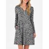 imageANRABESS Long Sleeve Dresses for Women 2025 Fall Casual Flowy Swing V Neck Boho Floral Mini Travel Vacation Dress with PocketFloral Black