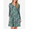 imageANRABESS Long Sleeve Dresses for Women 2025 Fall Casual Flowy Swing V Neck Boho Floral Mini Travel Vacation Dress with PocketFloral Blue Green