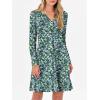 imageANRABESS Long Sleeve Dresses for Women 2025 Fall Casual Flowy Swing V Neck Boho Floral Mini Travel Vacation Dress with PocketFloral Blue Green