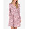 imageANRABESS Long Sleeve Dresses for Women 2025 Fall Casual Flowy Swing V Neck Boho Floral Mini Travel Vacation Dress with PocketFloral Pink