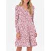 imageANRABESS Long Sleeve Dresses for Women 2025 Fall Casual Flowy Swing V Neck Boho Floral Mini Travel Vacation Dress with PocketFloral Pink
