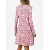imageANRABESS Long Sleeve Dresses for Women 2025 Fall Casual Flowy Swing V Neck Boho Floral Mini Travel Vacation Dress with PocketFloral Pink