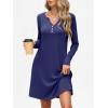 imageANRABESS Long Sleeve Dresses for Women 2025 Fall Casual Flowy Swing V Neck Boho Floral Mini Travel Vacation Dress with PocketNavy Blue