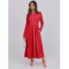 imageANRABESS Long Sleeve Midi Dresses for Women 2025 Fall Fashion Casual Rib Knit Patchwork Tight Top Modest Flowy Dress PocketRed