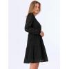 imageANRABESS Long Sleeve V Neck Dresses for Women Eyelet Hollow Out Business Casual Tiered 2025 Fall Mini Dress with PocketsBlack